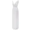 Mädchenkleidung Damen Floral Formal Spitze Vintage Kurzarm Schlank Hochzeit Slit Up Maxikleid Elegante Damen Figurbetont Vestidos #5