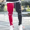 2019 Nya Mäns Gym Mode Sportbyxor Mäns Bomull Stitching Stretch Fitness Byxor Outdoor Casual Trousers Hip Hop