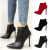 Hot Sale-Women's Leather Ankle Boots Thin Heels Pointy Toe Zip Up Daily Wear Stiletto High Heels Dress Booties