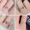 New Fashion Micro-inlaid Crystal Zircon Rings Sweet Elegant Flower Ring for Girl Women Finger Bague jewelry Bridal Gift Delicate304o