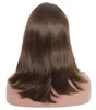 Perruques casher 12a Grade Brun Couleur # 4 Finest Malaysian Virgin Human Hair Silky Straitement 4x4 Base de soie Wig Juif Fast Express Livraison