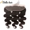 Brazilian Body Wave 4 pacotes com laço frontal 13x4 "Humano Frontal Frontal Virgem Extensões de cabelo duplo cor natural Bellahair