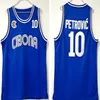 Mens Old Time Cibona Drazen Petrovic #10 Basketball Jersey Blue Navy Drazen Petrovic #4 Jugoslavija Jugoslavia Sydd skjortor S-XXL