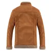 Jaqueta de couro homens streetwear jaquetas Bomber de inverno casaco de pele de cordeiro homens camurça piloto piloto casacos fino casual business velo 4xl