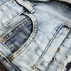 fori casuali dipinte Sokotoo uomini di jeans strappati biker per moto vintage light blue sottili pantaloni diritti del denim dei pantaloni lunghi