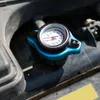 Freeshipping Car Accessory Termost Radiator Cap Cover + Water Temp Gauge 0.9bar Cover Blue