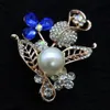 Broche en perles d'eau douce naturelles, en alliage de diamant, fleur, breloque féminine, bijoux à la mode