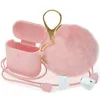 För airpods Case Mjukt Söt Silikon Skyddskåpa med POM Pom Fur Ball Keychain Earbuds Tillbehör till Apple AirPods 2 1