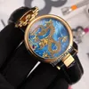Novo relógio masculino Bovet Fleurier Amadeo 46 mm quartzo suíço ouro amarelo 18 quilates com tatuagem de tigre mostrador pintado pulseira de couro relógios Timezonewat2705