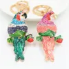 Women Fashion Colorful Cute Keychain Metal Pendant Keyrings Parrot Bird Crystal Key Holder Car Key Chain Ornaments Gift