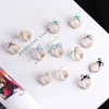 2021 Sommar Lovely Colorful Bow Stud Örhängen för Kvinnor Geometri Circle Simulerad Pearl Earring Boucle d'Oreille Brinco