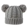 Chapeau en laine d'hiver pour enfants, 11 couleurs, bandeau torsadé, mignon, double boule, boules pour filles, chapeaux en tricot, bandeaux, livraison gratuite 10