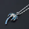 Fashion-y Blue / White Fire Opal Palm Tree Pendant Halsband för gåva