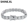 10MM Iced Out Tennis Bracelet Full Zirconia Gold Silver Plted Masculino Hiphop Jóias 1 Linha Cubic Luxury Men Bracelets328B