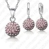Novos conjuntos de joias 925 pingente de prata esterlina cristal austríaco pave bola de discoteca alavanca traseira brinco pingente colar feminino321d