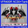 Kit voor HONDA RVF400R VFR400 NC30 V4 VFR400R 89 90 91 92 93 269HM.0 RVF VFR 400 R VFR 400R 1989 1990 1991 1992 1993 Fairing Factory Blue Blk