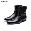 Batzuzhi Botas de Otoño Invierno para Hombre Botas de Vestir de Cuero Suave Negras Cortas para Hombre Zapatos de Hombre Vaquero Safty Knight Botas Hombre, 12