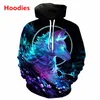 Hip Hop Sportwear Punk Casual Lose Track Hosen Herbst Männer Cool Print Galaxy Space Wolf 3d Hoodies