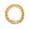 Moda Uomo Bracciali Catena d'oro 14k Bracciale a maglia cubana Gioielli punk hip-hop Argento strass Doppio design di sicurezza Uomo per regalo2359