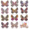 Moda Colorida Rhinestones Broches Aleación Mariposa Animal Broche Mujeres Joyería de Diseño de Moda Rhinestone Completo Exquisito Pins
