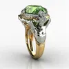 Gioielli di moda vintage Argento sterling 925 Pietre preziose verde smeraldo Taglio ovale CZ Festa delle donne Fascia di fidanzamento per matrimonio Anello sirena G243t