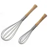 10/12inch Stainless Steel Eggs Beater Hand Mixer Butter Blender Whisk Wooden Handle Kitchen Gadget wholesale LX2826