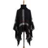 Tassel Cloak Shawl 6 Colors Women Sweater High Collar Knitted Pullover Poncho Loose Scarf Shawls Women Cape LJJO7205