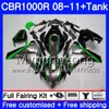Bodys + Tank voor Honda CBR 1000RR CBR 1000 RR Silvery Green 2008 2009 2010 2011 277HM.59 CBR1000 RR 08 10 11 CBR1000RR 08 09 10 11 Kuip