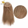 Extensions de cheveux humains brésiliens Remy à clips, queue de cheval, couleur naturelle, noir, marron, blond, cheveux lisses, 100g