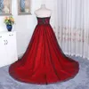 Plus Size Black Red Suknie Ślubne Niestandardowe Ramiączek Koronki Zroszony Corset Powrót Suknie Ślubne Kobiety Suknia Ślubna Vestidos de Novia