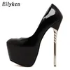 Eilyken 2018 새로운 섹시한 여성 펌프 결혼식 여성 패션 특허 가죽 신발 여성을위한 매우 높은 뒤꿈치 신발 라트 폼