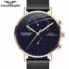 Nya Guanqin Mens Watches Top Brand Luxury Chronograph Luminous Hands Clock Men Business Creative Mesh Strap Quartz Watch9229100