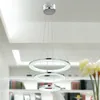 Modern LED Acrylic Pendant Lights 3 Ringar ljuskrona Chrome Finish Lighting Fixture för Office Dining Room Living Room