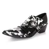 6,5 cm Heels Personality nero bianco fiore in pelle scarpe da uomo scarpe da uomo scarpe da uomo scarpe da uomo d'affari, Big Sizes 38-46