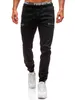 Jeans pour hommes 3 couleurs hommes bleu noir fermeture éclair conception taille élastique rétro mode denim pantalon crayon moto