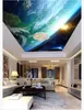 カスタム3D写真天井ゼニスインテリアの装飾的な壁画の夢のスカイスター惑星リビングルームZenith天井壁紙壁のための壁紙3 d