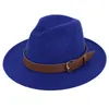 Fashion-шерстяная войлока Федора шляпа с черной лентой осенью зима широкий Brim Jazz Panama формальная шляпа игрок трилби в Chapeau 16 цветов
