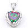 7 Pcs/Lot Heart-shaped Rainbow Mystic Crystal Zircon 925 Sterling Silver Plated Pendants Russia Australia USA Necklaces Pendants