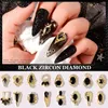 Shiny New Black Chains Crown Zircon Designs 3D Jewelry Crystal Rhinestones Ingots Alloy Nail Art Decoration Nail UV Gel Polish