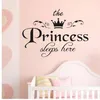 Amovible Wall Sticker La Princesse Dort Ici Couronne Decal Salon Chambre Vinyle Sculpture Sticker Autocollant En Gros #555