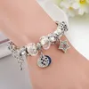 Temperamento Star Moon Charm Bracelet Aplicável a Pandora Jóias Banhado a Prata DIY Pulseira de Cristal Branco com Caixa de Presente Ms.