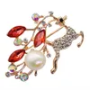 ファッションアロイパールジュエリーシカディアブローチダイヤモンドとジルコン淡水真珠のブローチ
