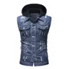 Spot gilets printemps automne tendance hommes trou décoration bouton à capuche denim gilet soutien lot mixte