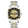 Chenxi Gold Dial Face Automatic Mechanical Men Watches Waterproof 001 rostfritt stål remmar Mänklocka runt Tourbillon armbandsur