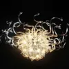 램프 현대 LED 샹들리에 투명 펜 던 트 조명 유리 따뜻한 화이트 아트 장식 교수형 식당 객실 샹들리에 빛