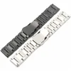 22/24/26mm Noir/Argent Liens Solides En Acier Inoxydable Montres Bande Bracelet De Remplacement Bracelet Poli Straighe Ends Montre Accessoires