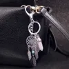 Dream Catcher Feather Keychain Hamsa Hand Fatima Hexagonal Prism Chakra Natural Stone Crystal Pendant Keyring Retro Key Chain Rings Jewelry