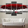 Modulare Tela HD Stampe Poster Home Decor Wall Art Immagini 5 Pezzi Red Tree Art Paesaggi Dipinti di paesaggi Framework181U