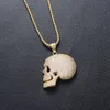 Groothandel-gouden kleur schedel hangende hiphop cz steen verharde bling ice out ketting voor mannen rapper sieraden