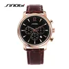 Sinobi Fashion Causal Mens Klockor Top Märke Luxury Calendar Chronograph Läder Watchband Armbandsur Business Montre Hommes